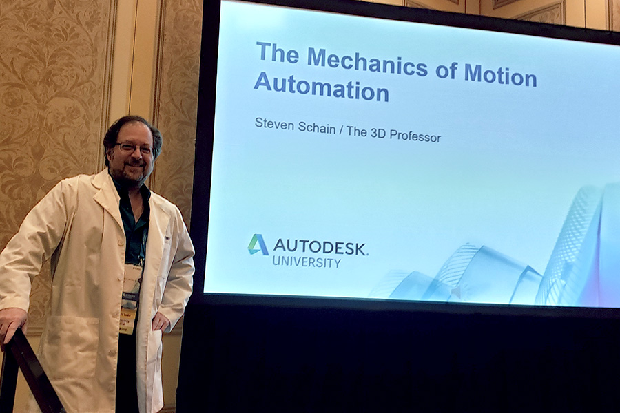 Steven Schain teaching The Mechanics of Motion Automation at Autodesk University